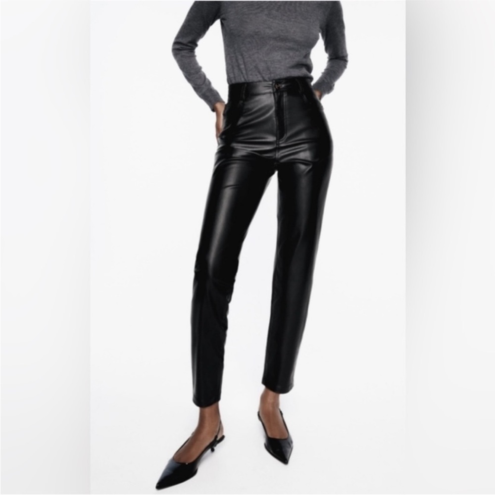 Zara High Rise Faux Leather Pants